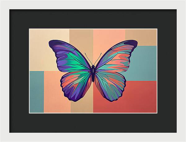 Colorful Butterfly Against Geometric Background