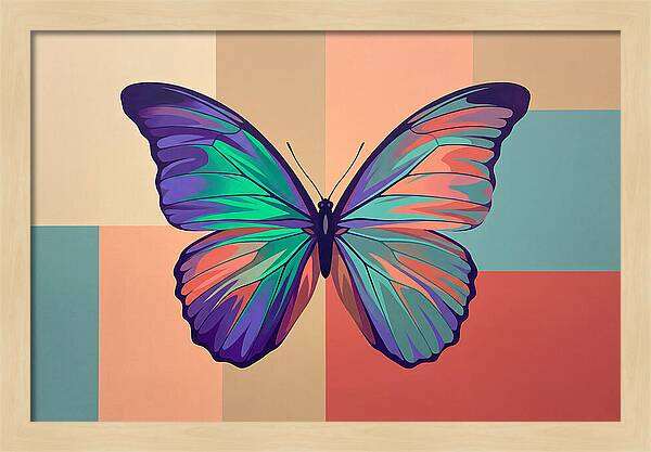 Colorful Butterfly Against Geometric Background