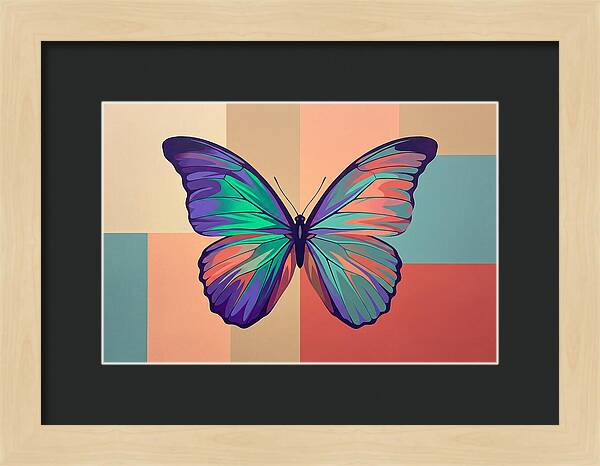 Colorful Butterfly Against Geometric Background