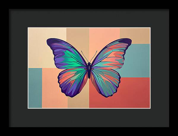 Colorful Butterfly Against Geometric Background