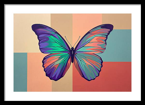 Colorful Butterfly Against Geometric Background
