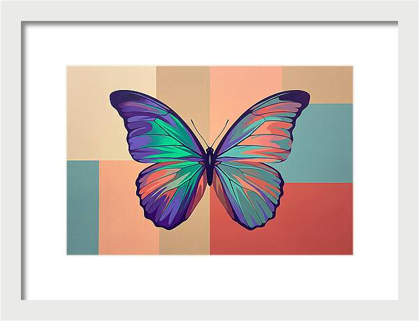 Colorful Butterfly Against Geometric Background