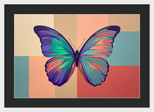 Colorful Butterfly Against Geometric Background