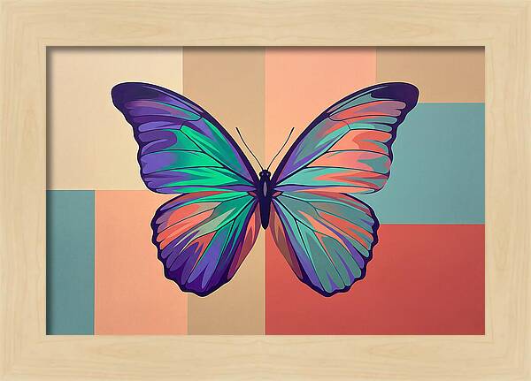 Colorful Butterfly Against Geometric Background