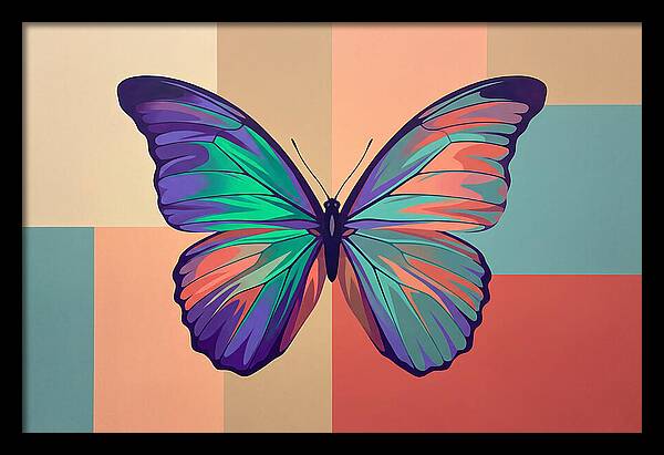 Colorful Butterfly Against Geometric Background