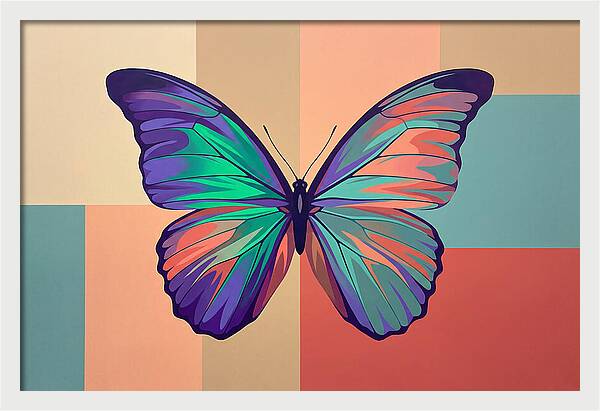 Colorful Butterfly Against Geometric Background