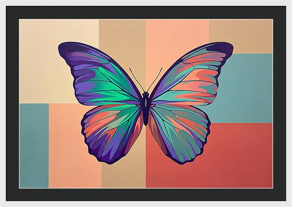 Colorful Butterfly Against Geometric Background