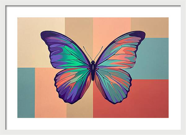 Colorful Butterfly Against Geometric Background