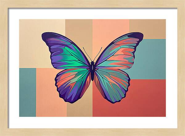 Colorful Butterfly Against Geometric Background