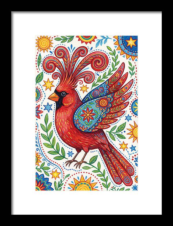 Colorful Cardinal With Folk Patterns