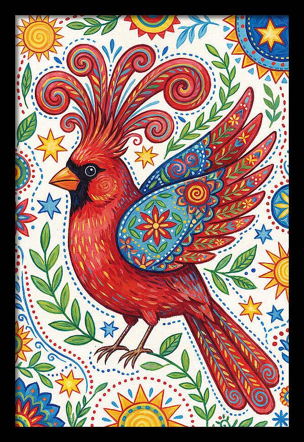 Colorful Cardinal With Folk Patterns