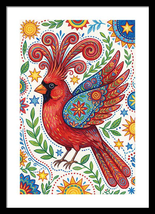 Colorful Cardinal With Folk Patterns