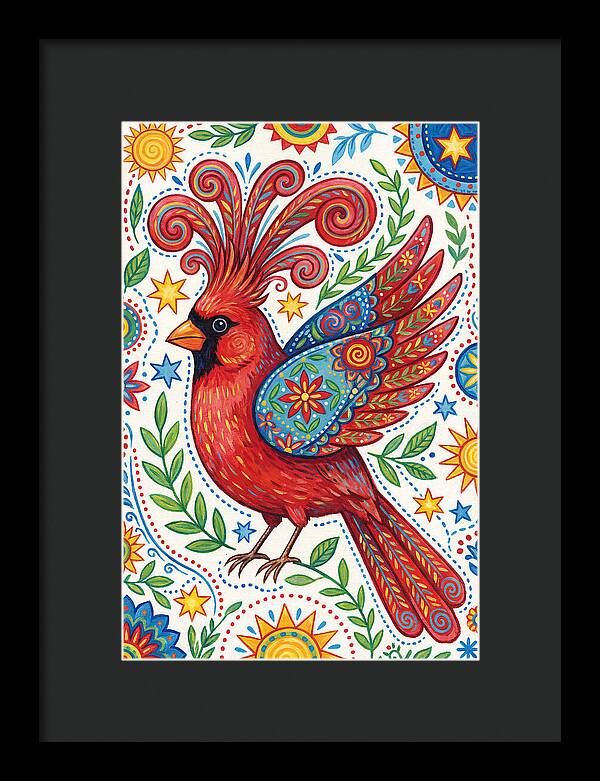 Colorful Cardinal With Folk Patterns