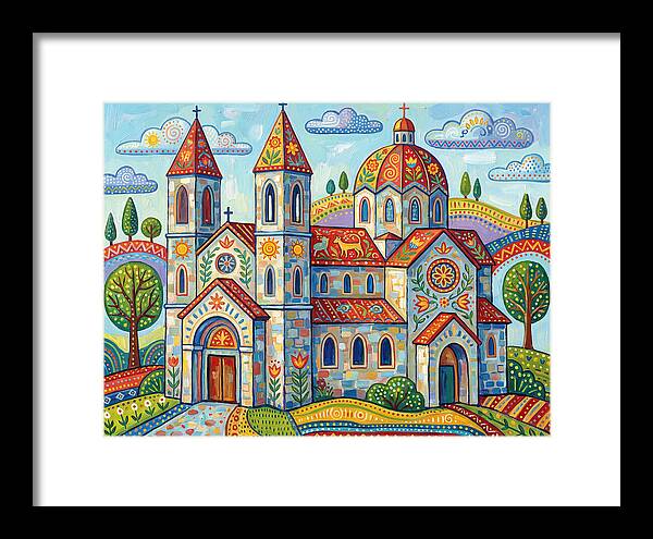 Colorful Cathedral In A Vibrant Landscape