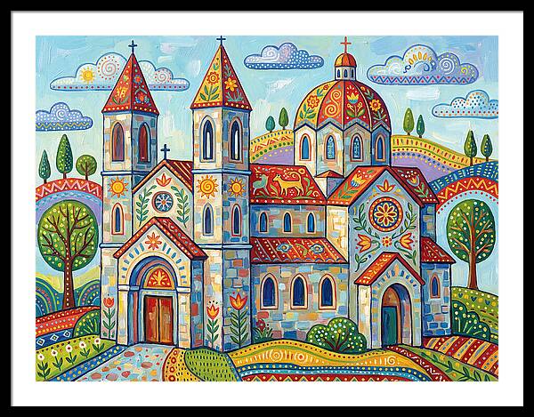 Colorful Cathedral In A Vibrant Landscape