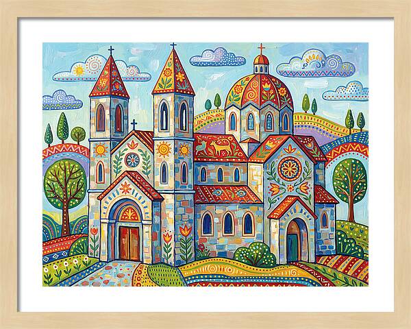 Colorful Cathedral In A Vibrant Landscape