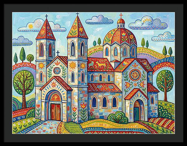 Colorful Cathedral In A Vibrant Landscape