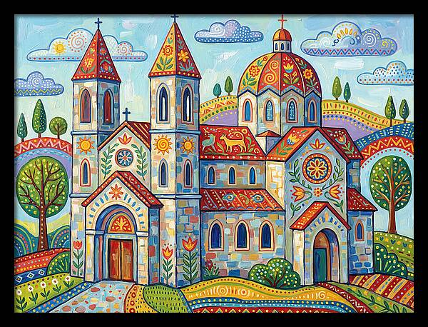 Colorful Cathedral In A Vibrant Landscape