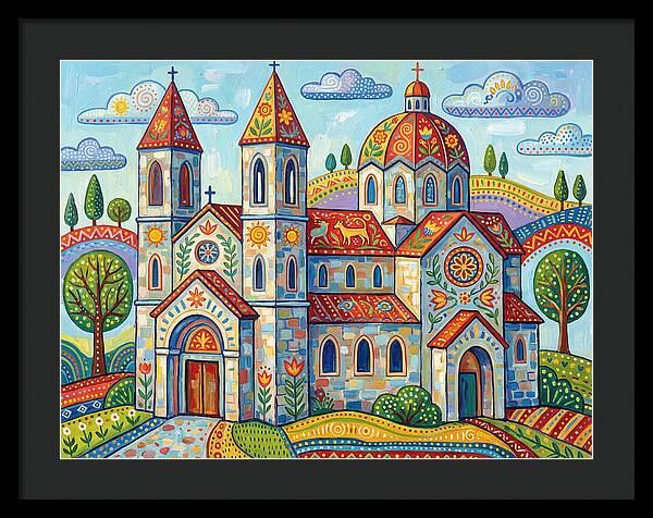 Colorful Cathedral In A Vibrant Landscape