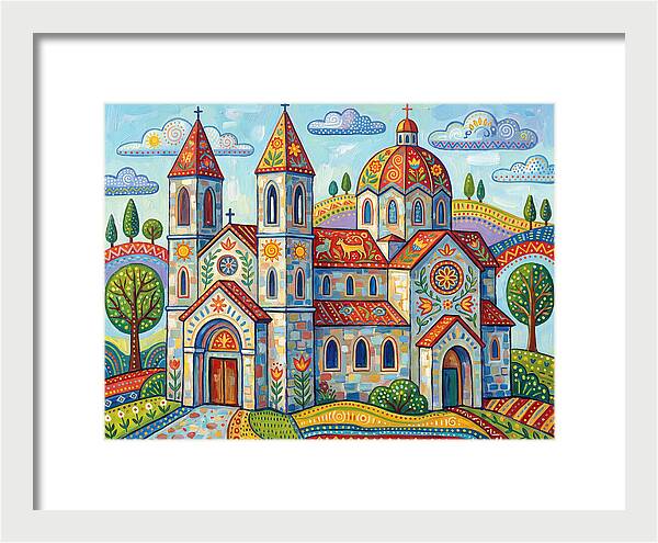 Colorful Cathedral In A Vibrant Landscape