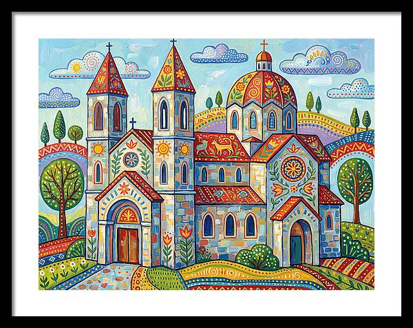 Colorful Cathedral In A Vibrant Landscape
