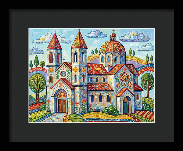 Colorful Cathedral In A Vibrant Landscape