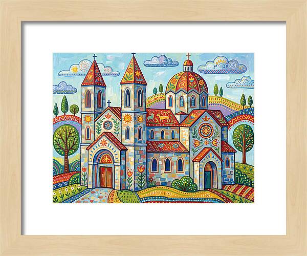 Colorful Cathedral In A Vibrant Landscape