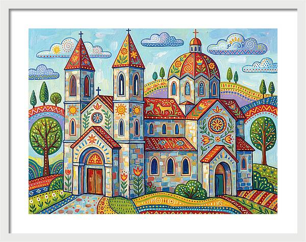 Colorful Cathedral In A Vibrant Landscape