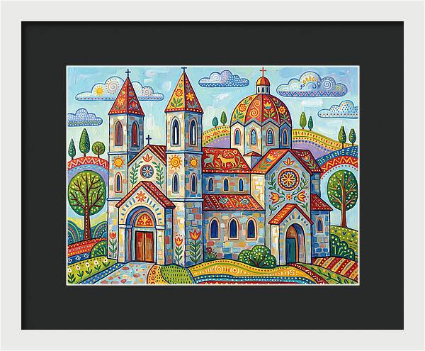 Colorful Cathedral In A Vibrant Landscape