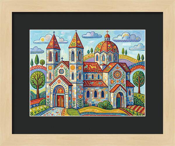 Colorful Cathedral In A Vibrant Landscape