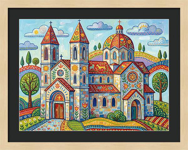 Colorful Cathedral In A Vibrant Landscape