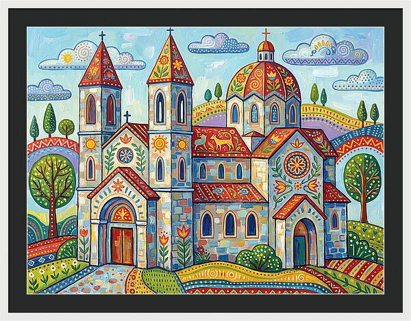 Colorful Cathedral In A Vibrant Landscape