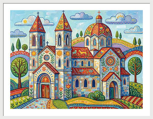 Colorful Cathedral In A Vibrant Landscape