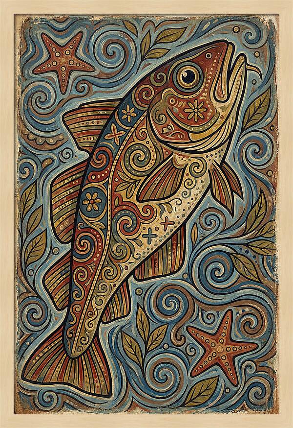 Colorful Cod Folk Art