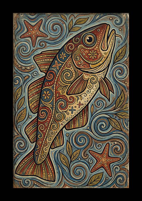 Colorful Cod Folk Art