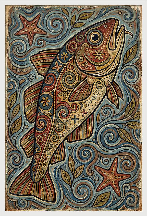 Colorful Cod Folk Art