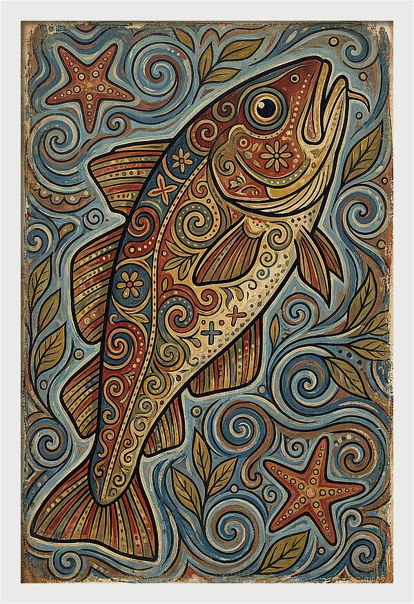 Colorful Cod Folk Art