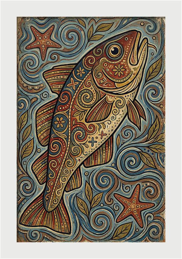 Colorful Cod Folk Art