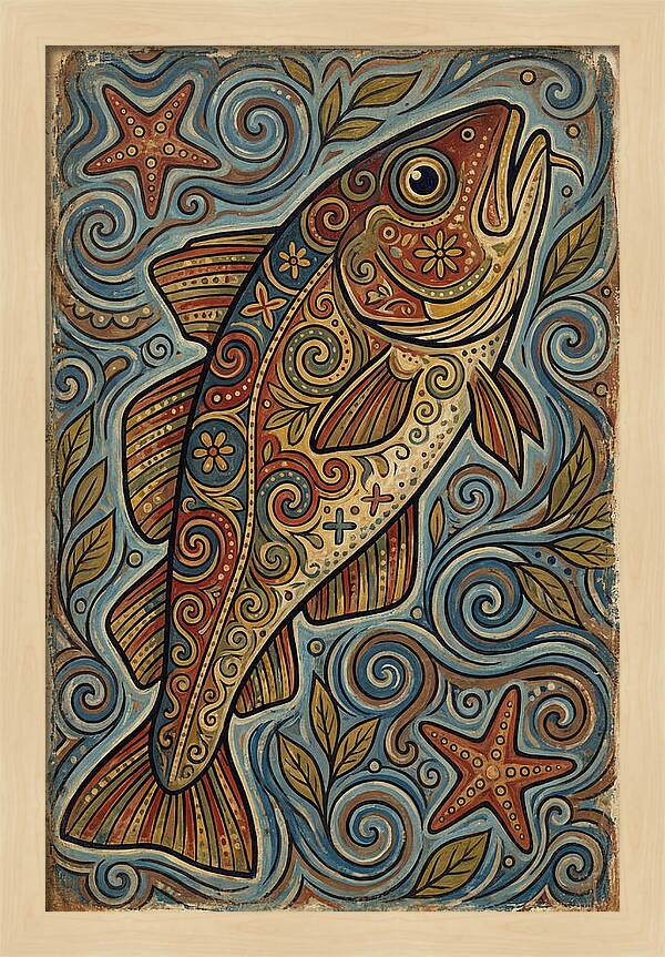 Colorful Cod Folk Art