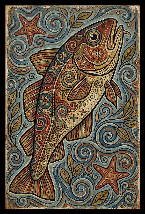 Colorful Cod Folk Art