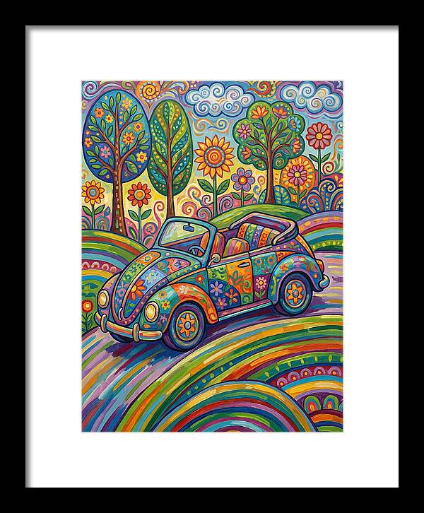 Colorful Convertible Car In Nature