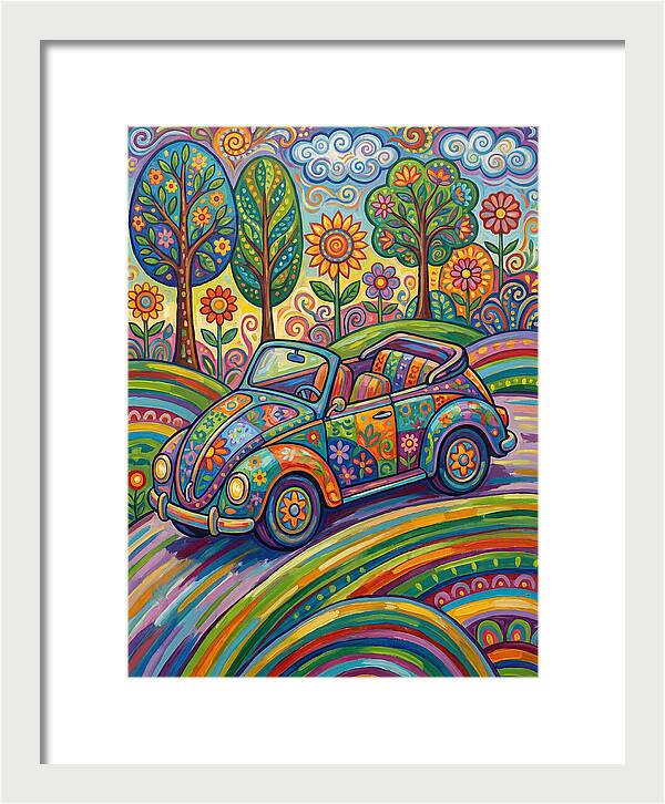 Colorful Convertible Car In Nature