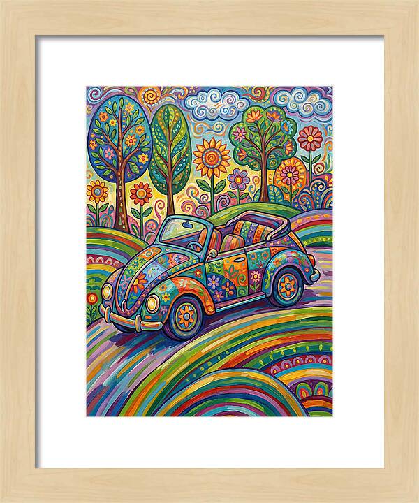 Colorful Convertible Car In Nature