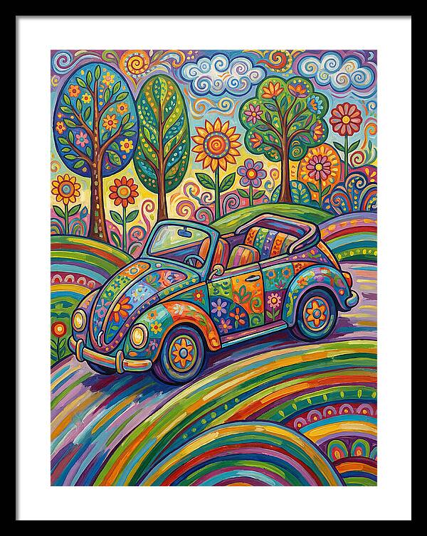Colorful Convertible Car In Nature