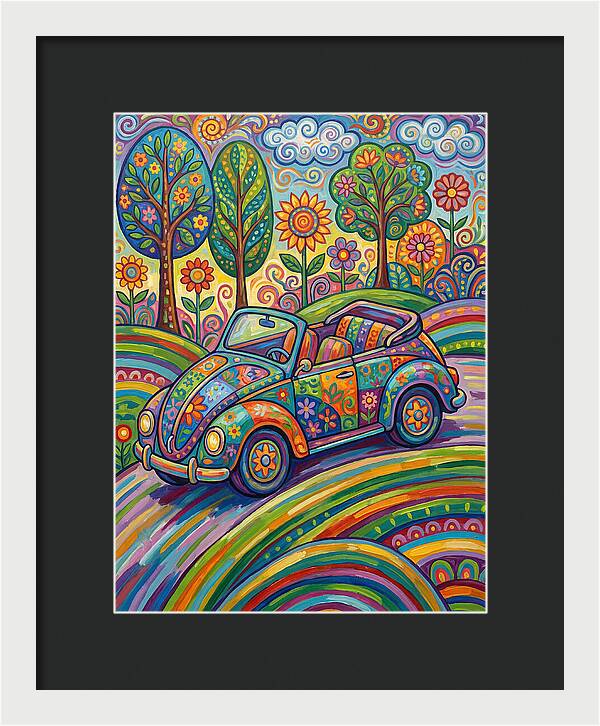 Colorful Convertible Car In Nature