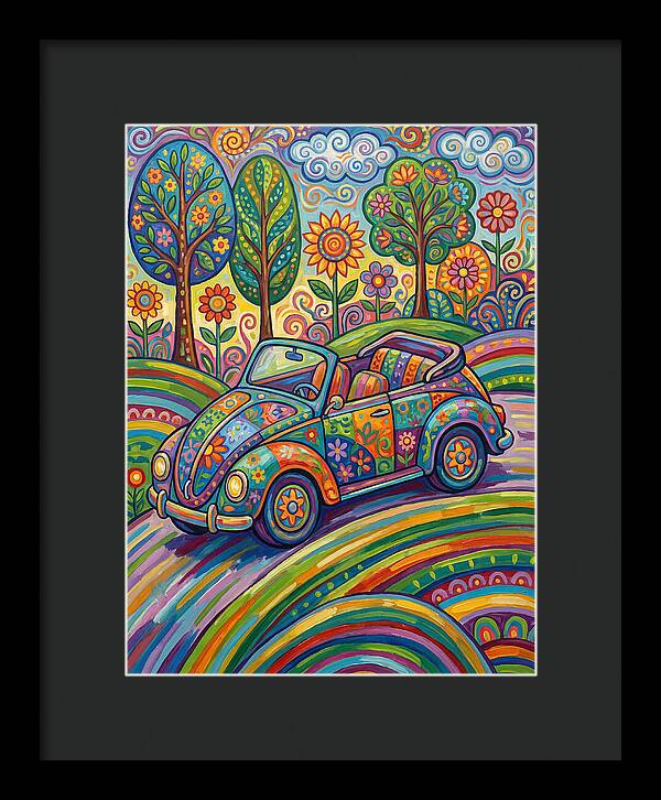 Colorful Convertible Car In Nature