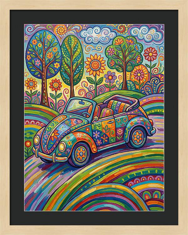 Colorful Convertible Car In Nature