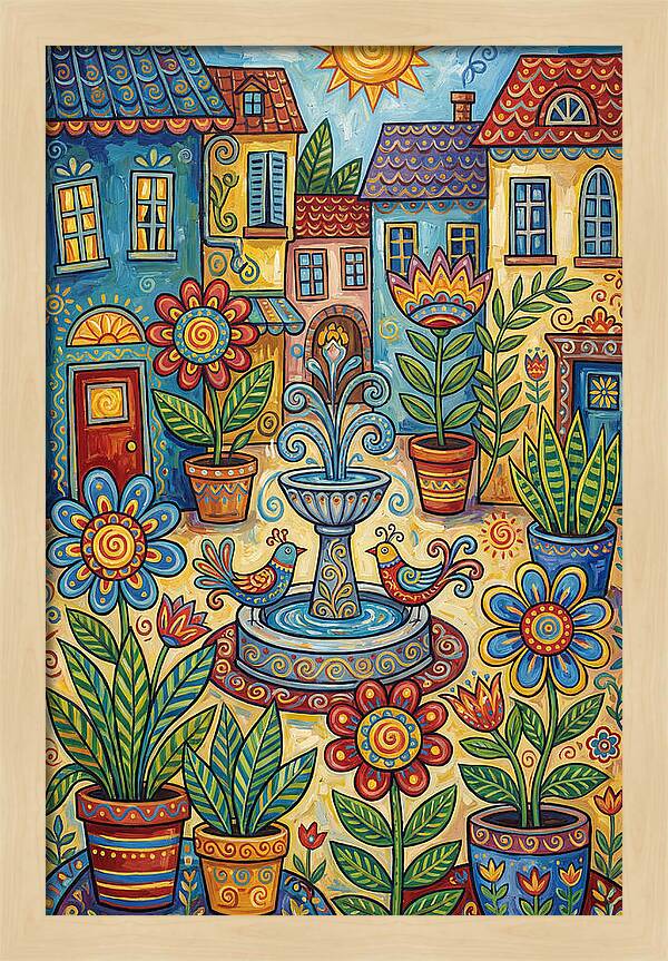 Colorful Courtyard Scene