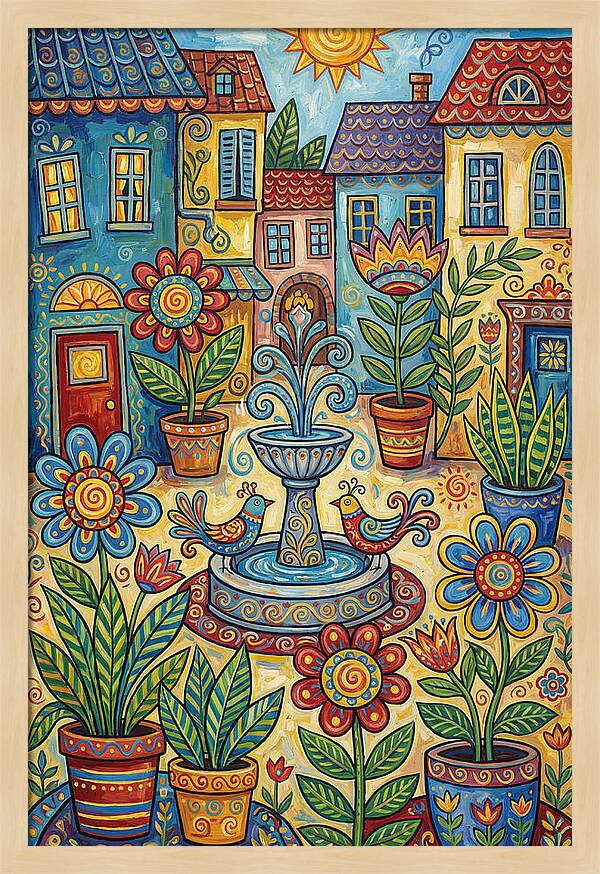 Colorful Courtyard Scene