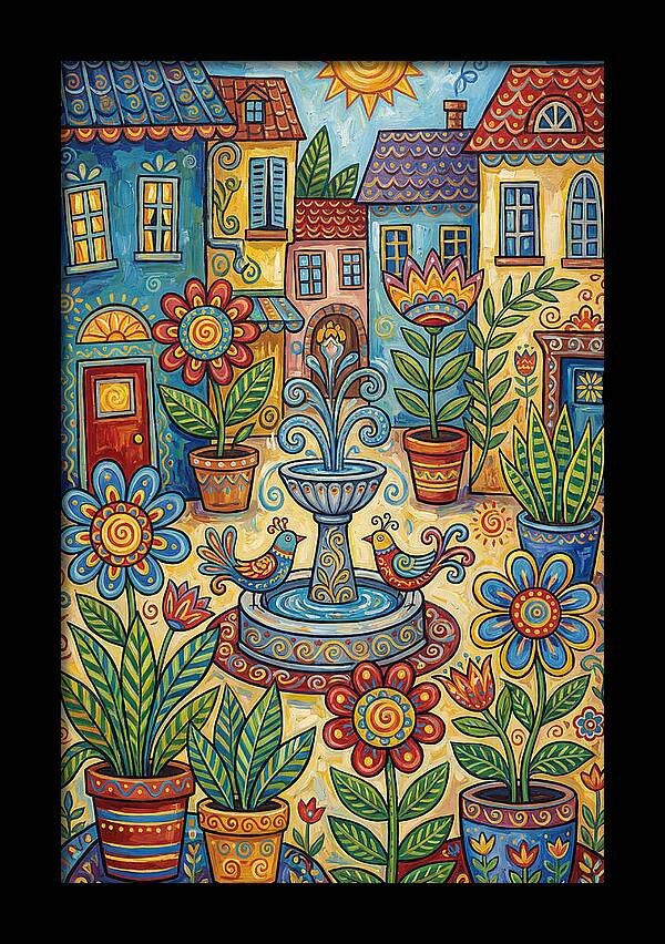 Colorful Courtyard Scene